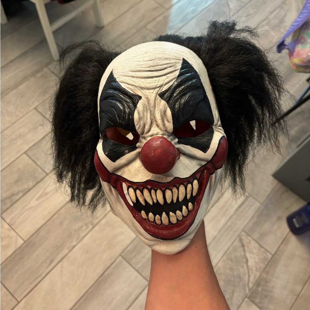 Red white and black full clown mask